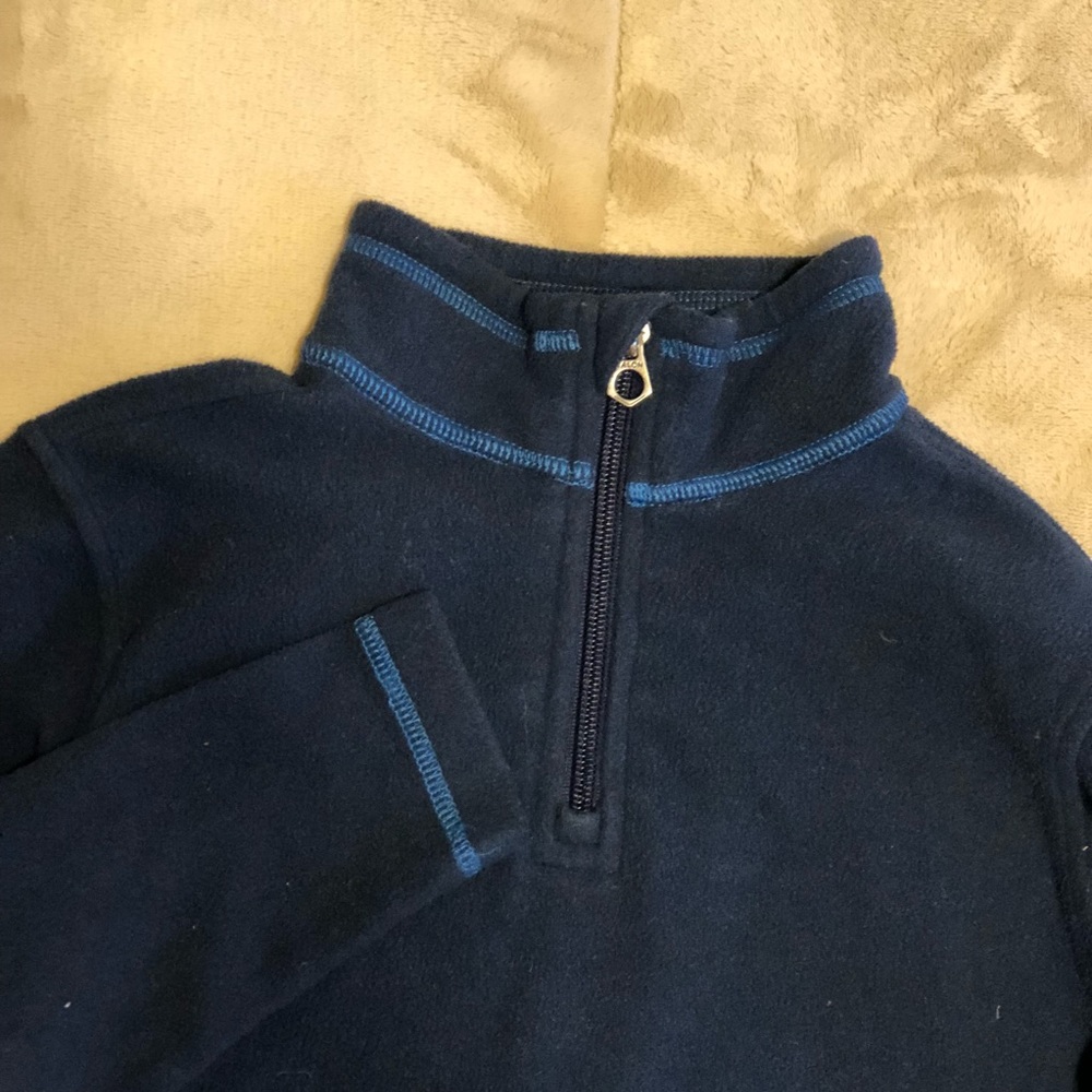 Lands end, navy blue, 1/4 zip fleece top 5-6